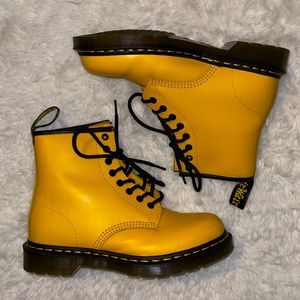 Yellow Leather Doc Marten Combat Boots 🥾